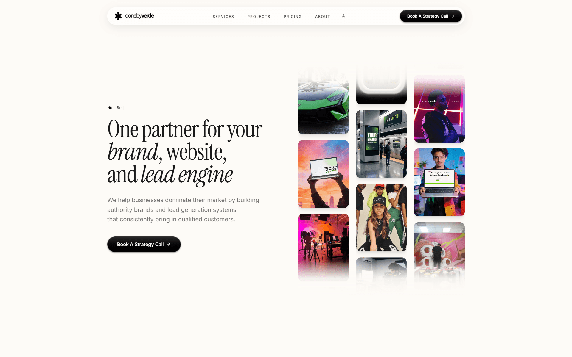 Donebyverde homepage desktop screenshot for the VibeLeak trust cleanup case study.